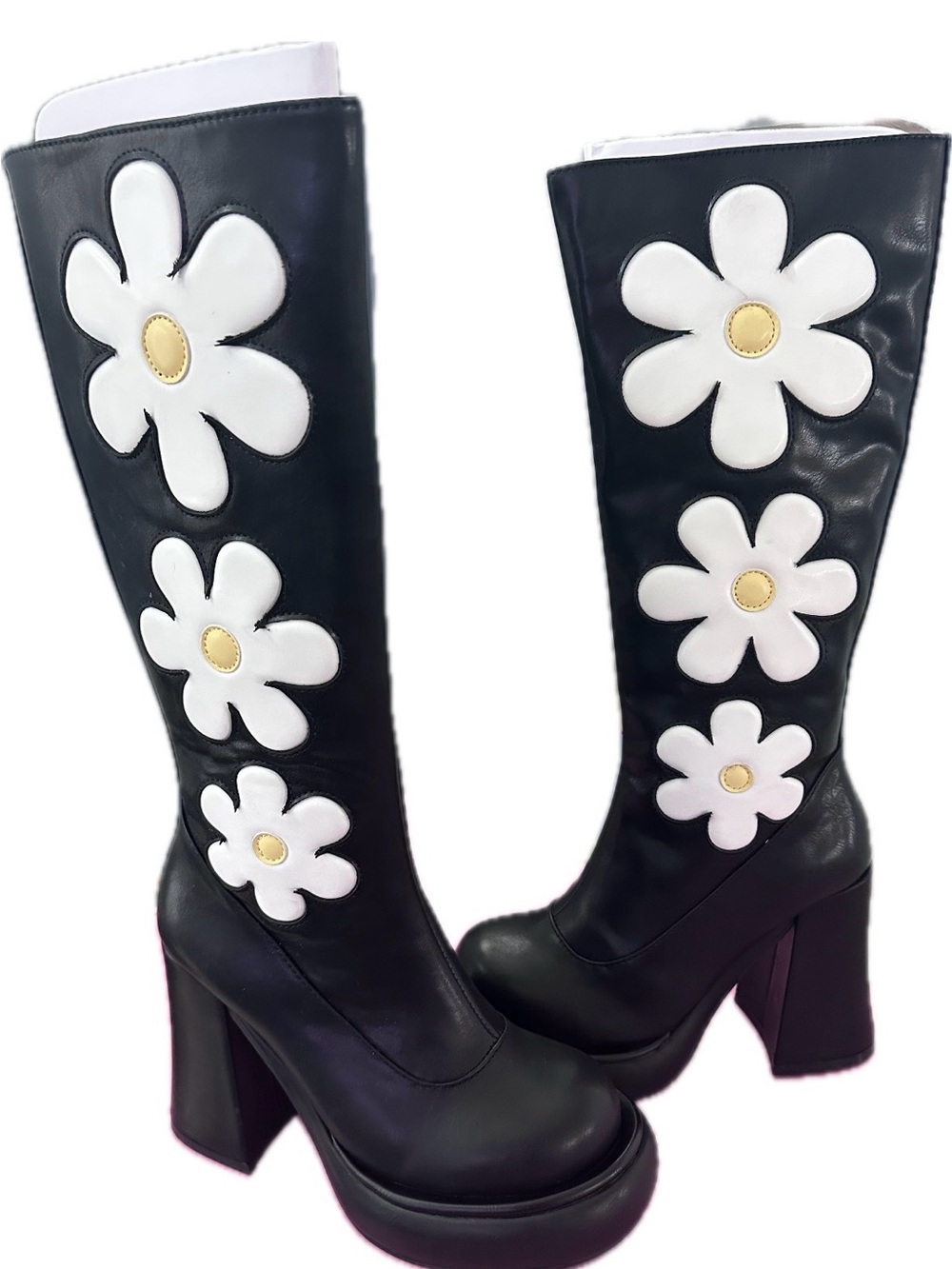 Sugar Thrillz GROOVY SHINDIG PLATFORM BOOTS - BLACK  - NIB.